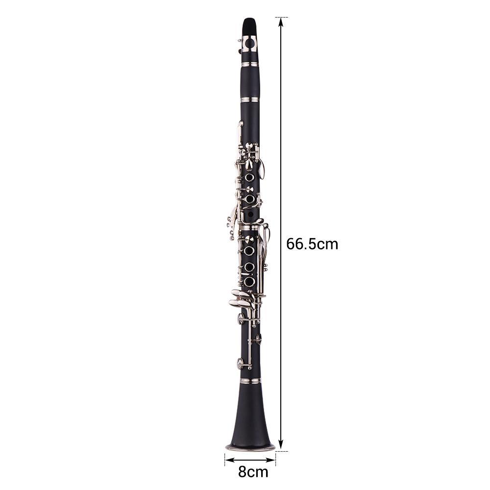 ABS 17 Key Clarinet Bb Flat with Carry Case Gloves Cleaning Cloth Mini Screwdriver Reed Case 10pcs Reeds Woodwind