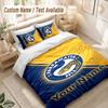 Personalizowany Zestaw Pościeli z Imieniem 3 Elementy Nadruk Parramatta Eels Poszewka na Kołdrę + 2 Poszewki na Poduszki Miękka Dekoracja Łóżka