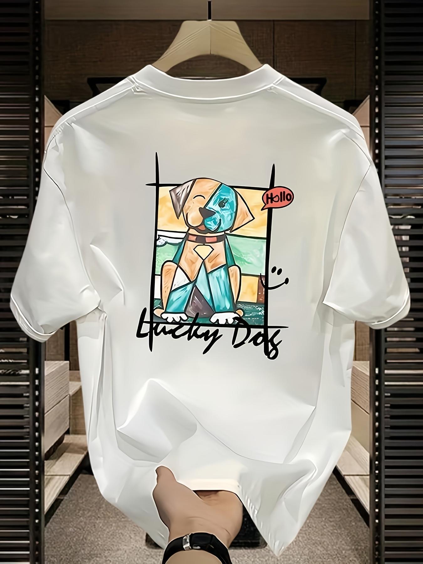 Mens Heavyweight 100 Cotton Graphic TShirt  Casual Crew Neck Short Sleeve Summer TShirt Cartoon Print S