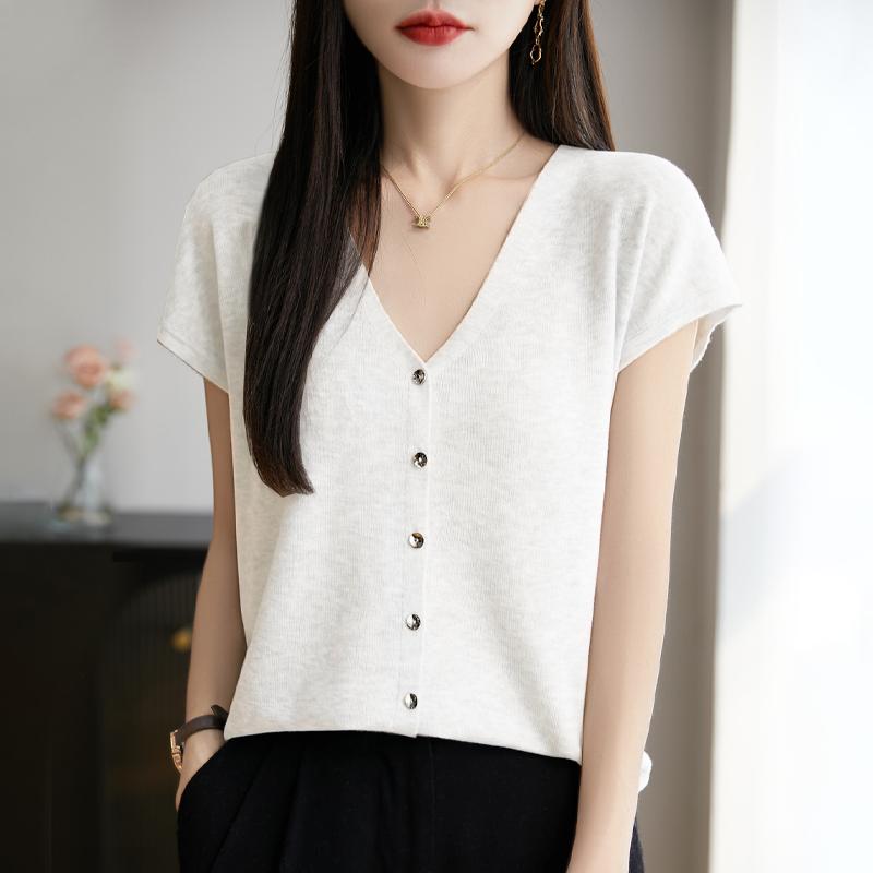 

Женский легкий кардиган из 50% шерсти и 50% шелка Mulberry — универсальный трикотаж на все 4 сезона для комфорта и стиля в любое время года S белый