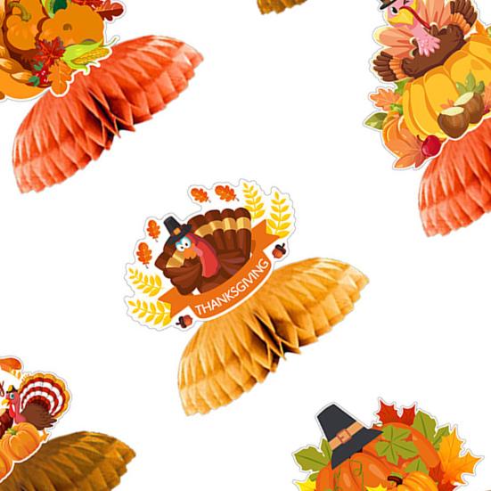 9 Pcs Fall Thanksgiving Honeycomb Decor Paper Pumpkin Maple Leaf Turkey Centerpiece 3D Honeycomb Standing Table Topper for Autumn Harvest Kitchen