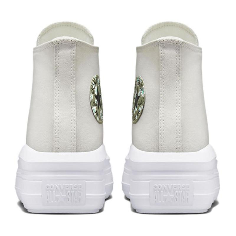 Converse Chuck Taylor All Star Move Platform Simple Solid Colour Abrasion Resistant High Top Canvas Shoes Women's Grey Green