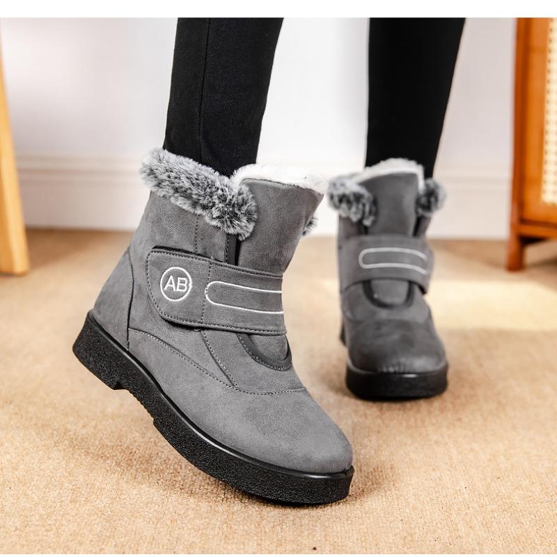 Women's High-Top Thermal Snow Boots with Velcro Fastening Fleece-Lined Women's Boots Casual Women's Shoes Autumn Style