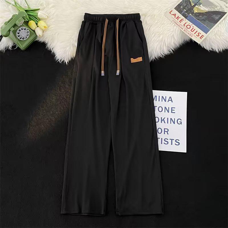 

Мужские летние брюки Ice Silk Wide-Leg — модные, универсальные, высококачественные повседневные брюки свободного кроя Medium чёрный