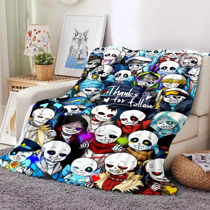 Funny U-Undertale Sans 3D Print Blanket Super Soft Warm Fleece Throw Blanket for Underground Legend Game Sofa Bed