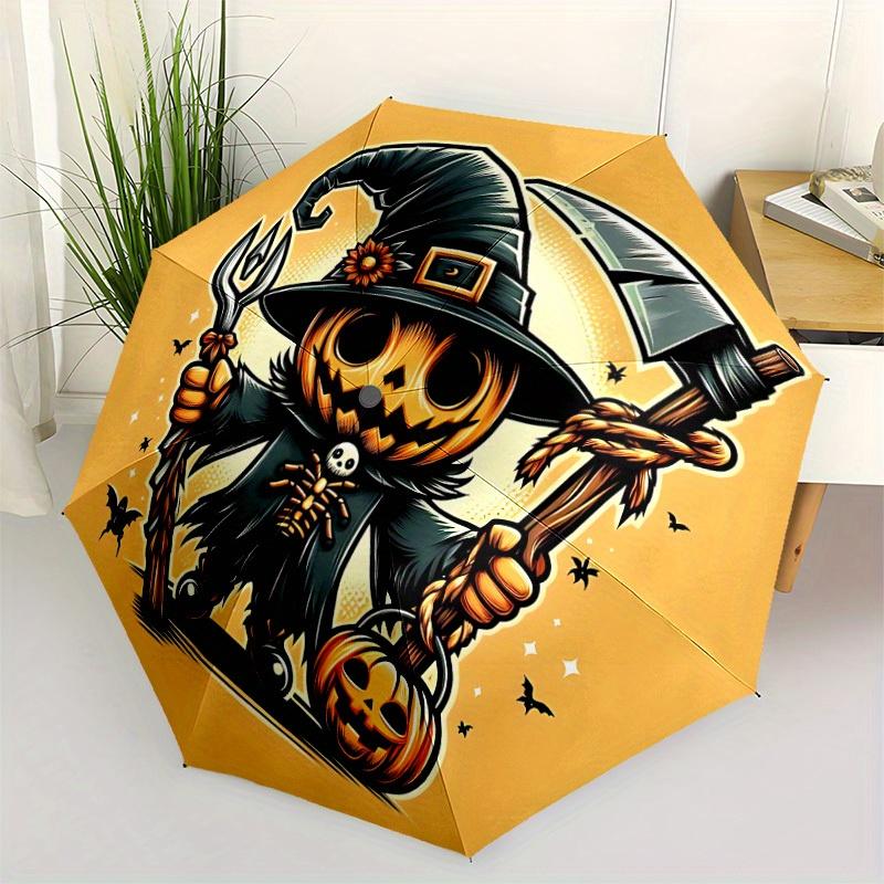 1pc Pumpkin Reaper Automatic Umbrella High Quality Canopy, Portable Folding Umbrella with, Ideal Gift for - Travel, Everyday, Formal Events, Stylish A