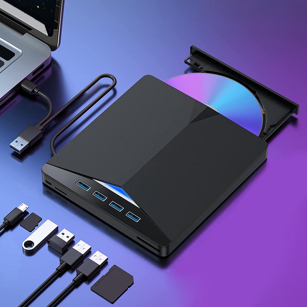 7 In 1 USB3.0 Type-C High-Speed External Mobile Drive CD DVD Burner Plug-and-Play for Windows 11/10/8/7/Linux/Mac OS