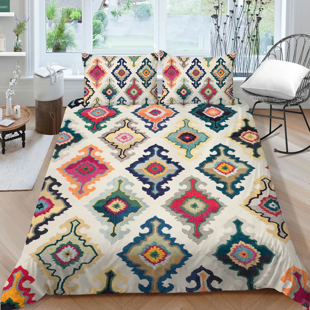 

3D семейное постельное белье, односпальная двуспальная кровать, полноразмерное винтажное постельное белье с графическим принтом, наволочка и пододеяльник с геометрическим узором, моющееся украшение для дома EU Single 135x200cm