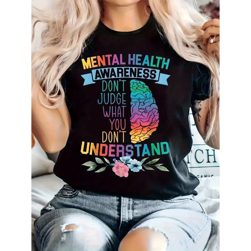 Plus Size, Print Plus Size Women s Casual T-Shirt, Round Neck, Short Sleeved, Slightly Elastic Fabric, Regular Style S чёрный