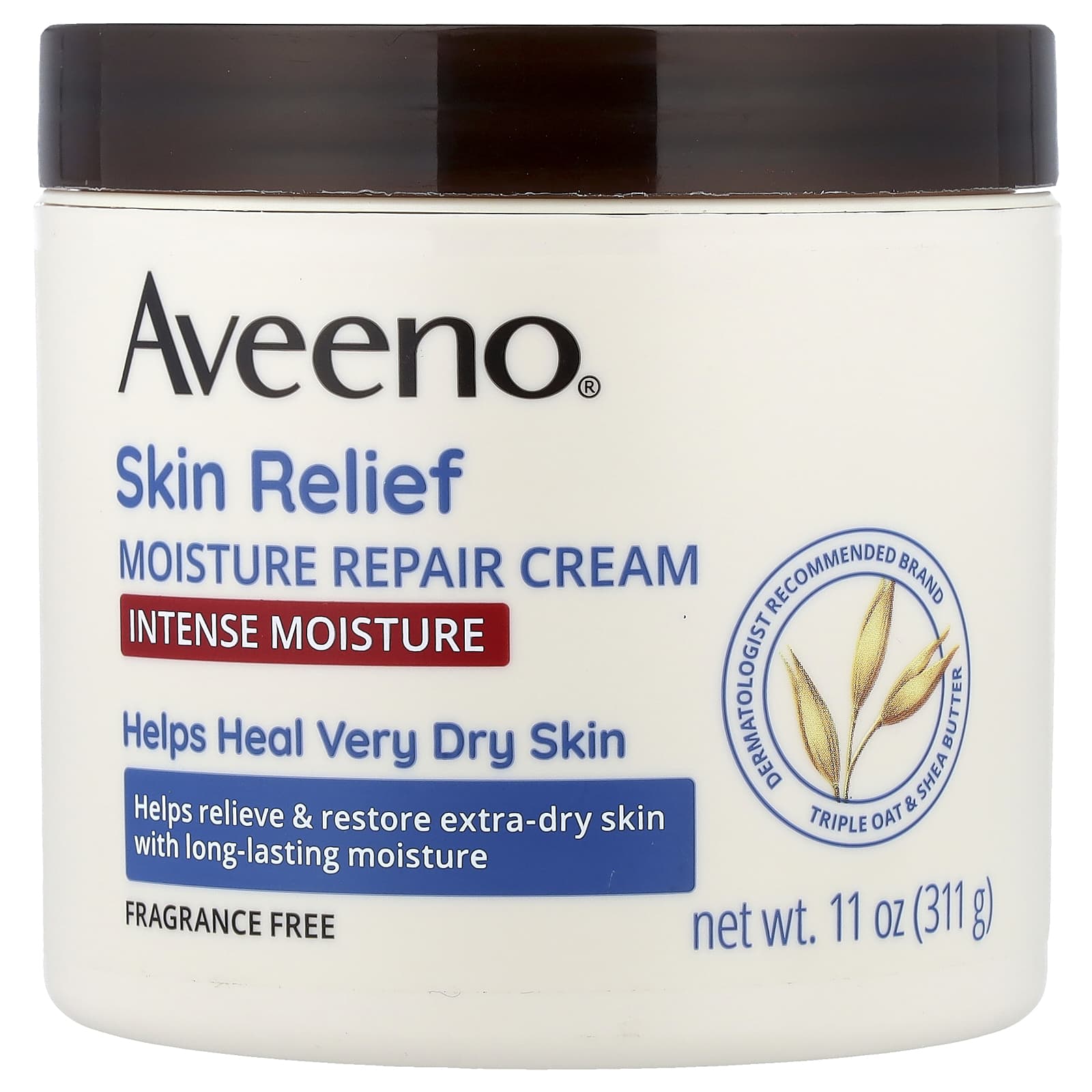 Aveeno, Active Naturals, Skin Relief Moisture Repair Cream, Fragrance Free, 11 oz (311 g)