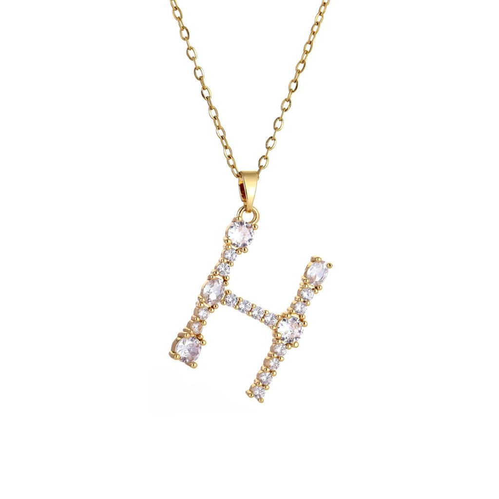 Luxury 26 Letter Necklace Women Unique Design White Zircon Crystal Collarbone Chain Party Jewelry Christmas Gift