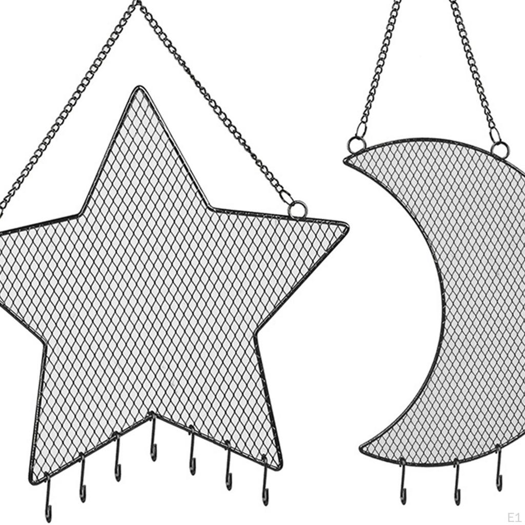 Hanging Jewelry Organizer Wall Holder Grid Shape Moon Star Shaped Earring for Earrings