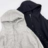 Mizqz Oversized Studded High Neck Hoodie Sweat Zip Up