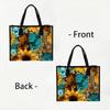 Sunflower Teal Floral Tote Bag for Women Casual Outdoor Daily Use Large Capacity Portable Handbag
