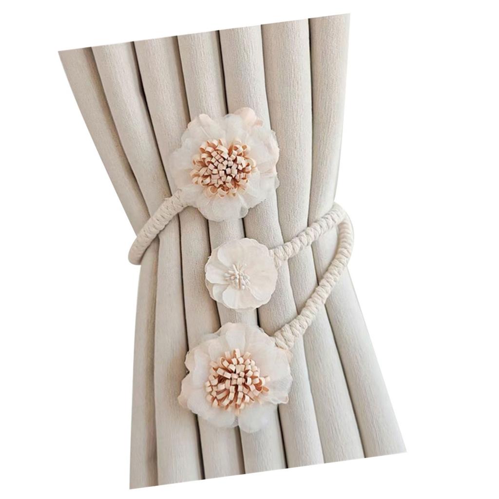 Handmade Flower Curtain Tieback Elegant Decorative Clip Window Drapery Holdback Buckle Tie for Living Room and Bedroom