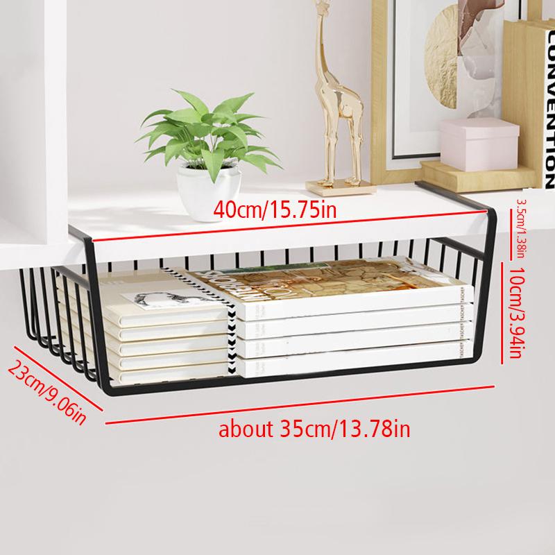 Metal Organizer Shelf Large Capacity Desk Cabinet Storage Rack Under Table Hanging Mesh Basket Organizer Kitchen Home Supplies
