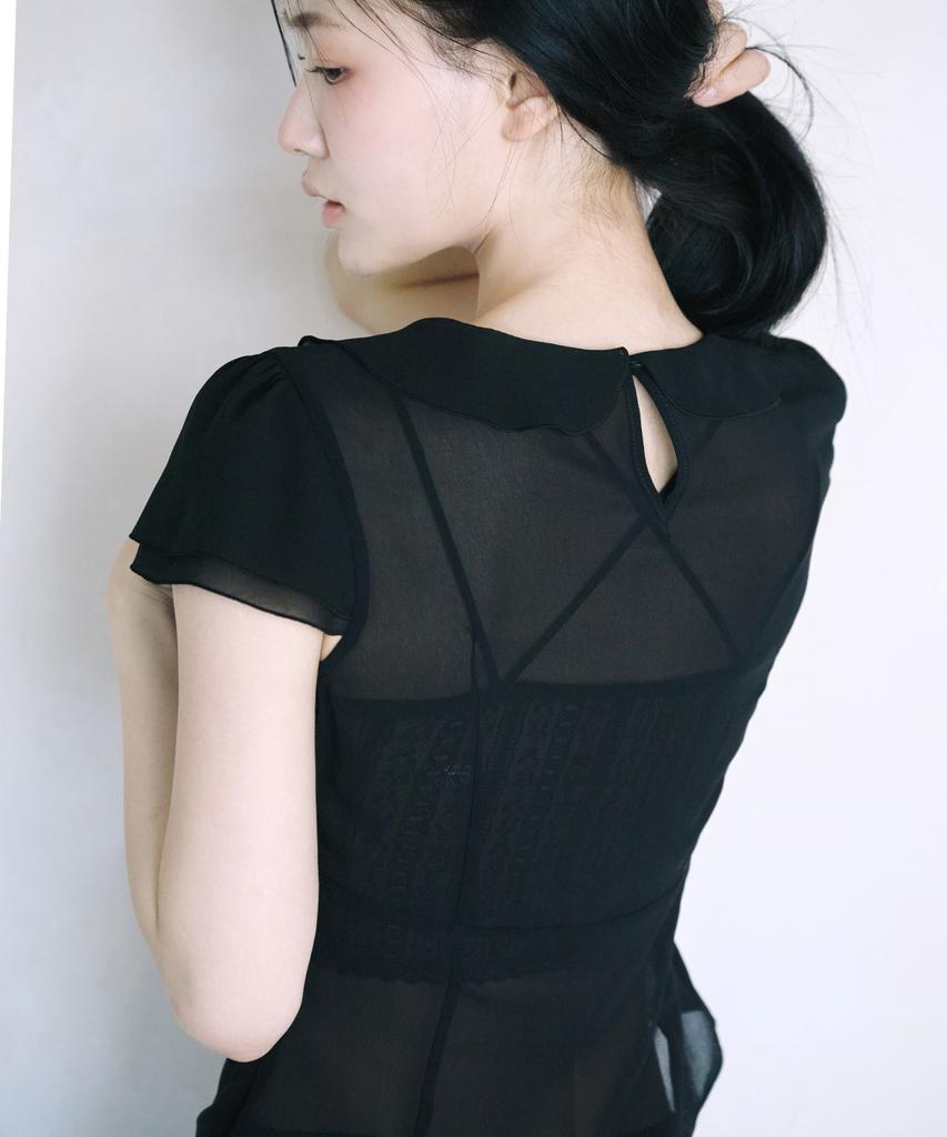 Leijeumiya One Sheer Blouse [Black]
