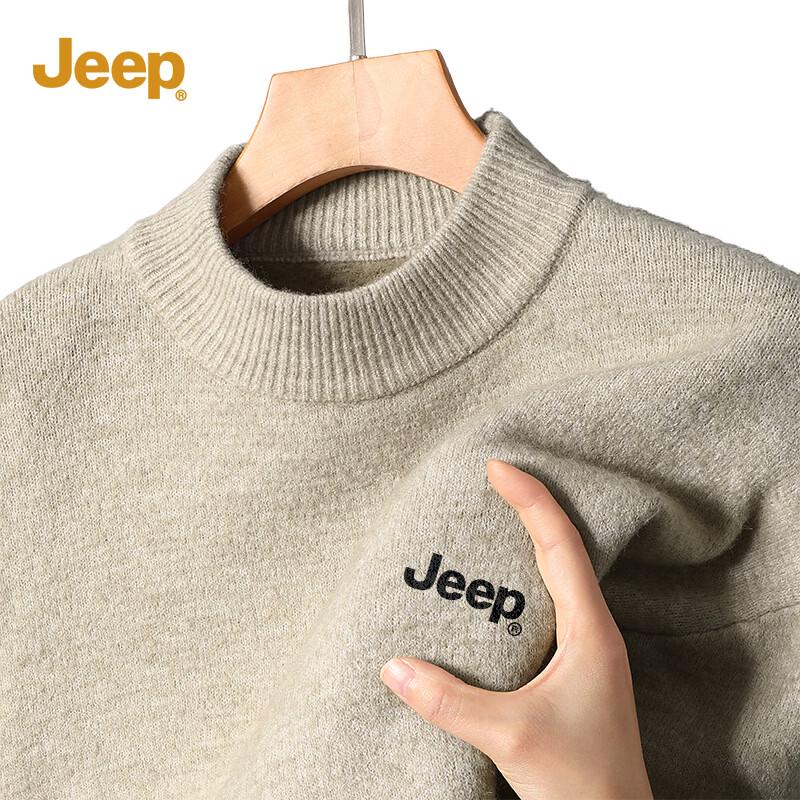 JEEP Men's Thickened Warm Half-High Collar Pullover Sweater