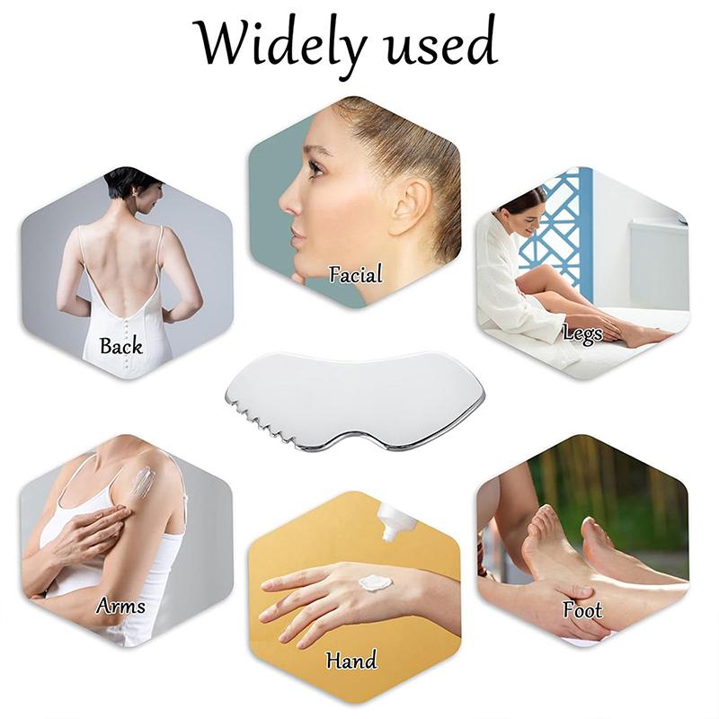 Stainless Steel Gua Sha Board Massager Facial Lifting Muscle Relaxing Pain Relief Body Scraping Tool for Head Neck
