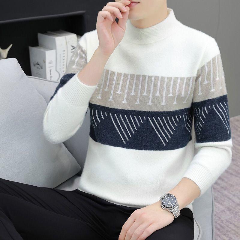 Men's Imitation Mink Sweater - Long Sleeve Knit for Teens