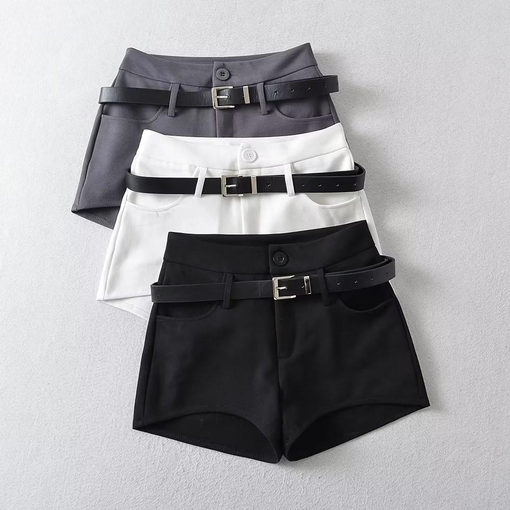 A Line Shorts Women Summer Hot Girls Slim Design High Waist Retro Basic Black All-match Trendy Casual Females