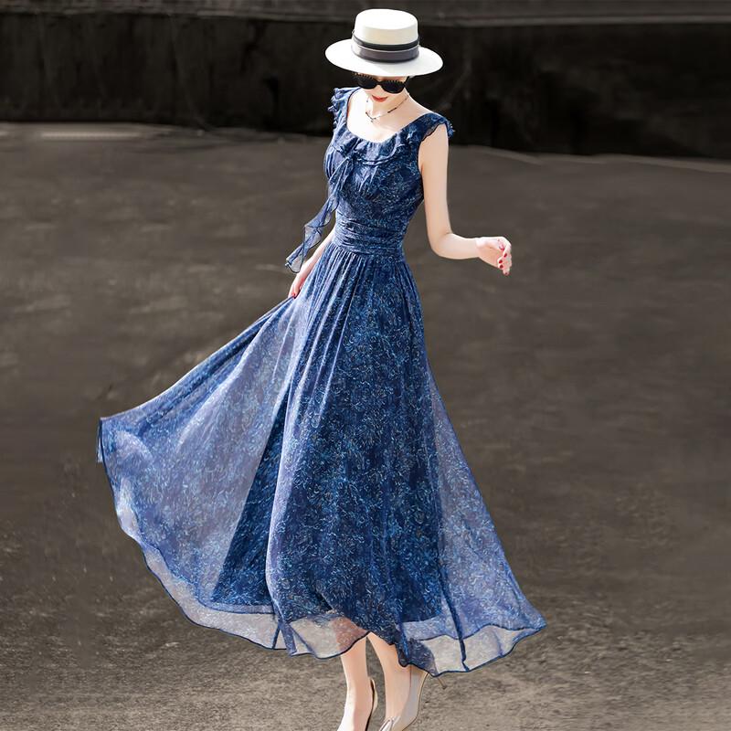 Lanser French Elegant Ruffle Hem Waist-Cinching Dress S
