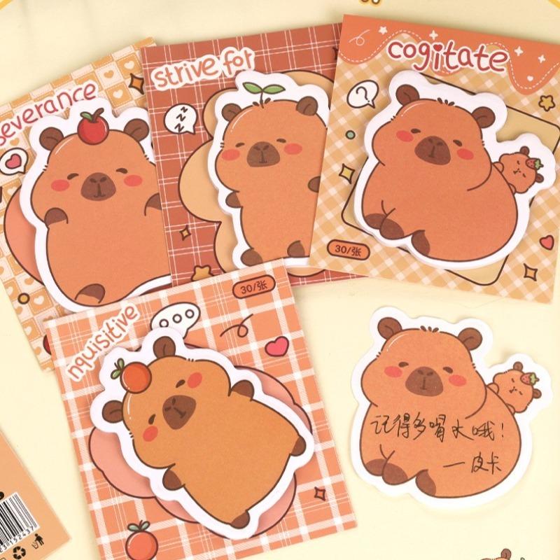 36Pcs Creative Capybara Memo Pad Cute Cartoon Sticky Notes Message Sticker Book Kawaii Writing Pads School Office Supplies