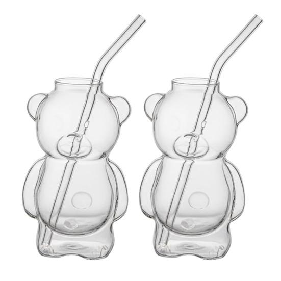 Bear Shaped Glass Cup 320ml Cute Teddy Bear Wine Glass Unique Champagne Tumbler Juice Drinking Glassware Birthday Gift