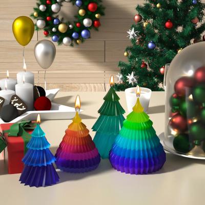 Ornament Diagonal Striped Christmas Tree Candle Mold Conical Shaped Silicone Soap Mould Soft Gifts