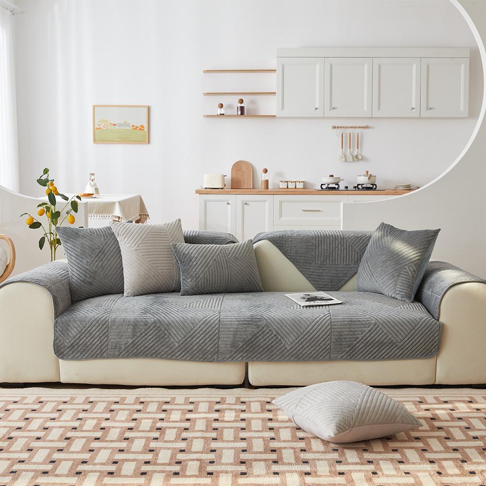 Nordic Ins Sofa Cushion Simple Cushion Autumn and Winter Plush Sofa Cover Retro Sofa Towel