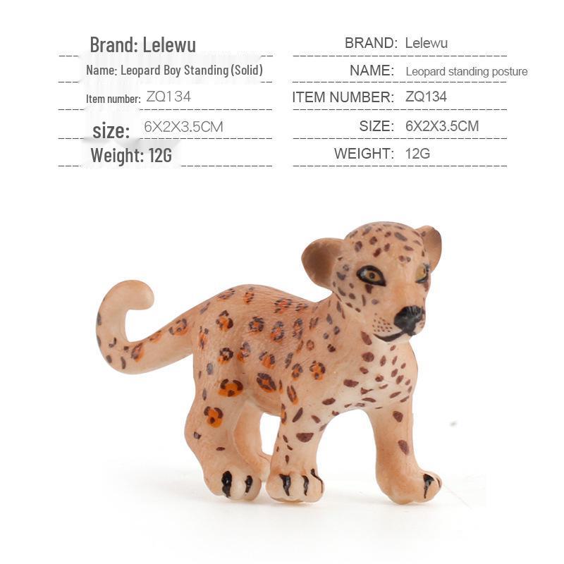 Hand-Painted Wild Animal Figures: Lion, Tiger Cub, Lynx, Leopard