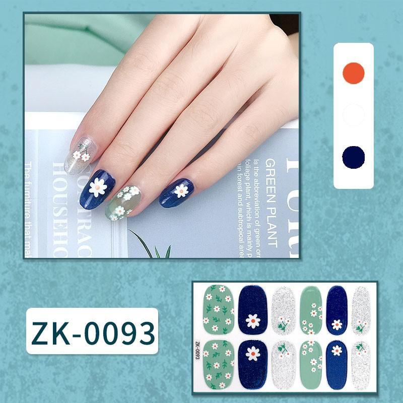 12-finger White No-Bake Nail Decal Fully Coated with Waterproof Long-lasting Nail Patch Simple Wind Nail Polish Adhesive