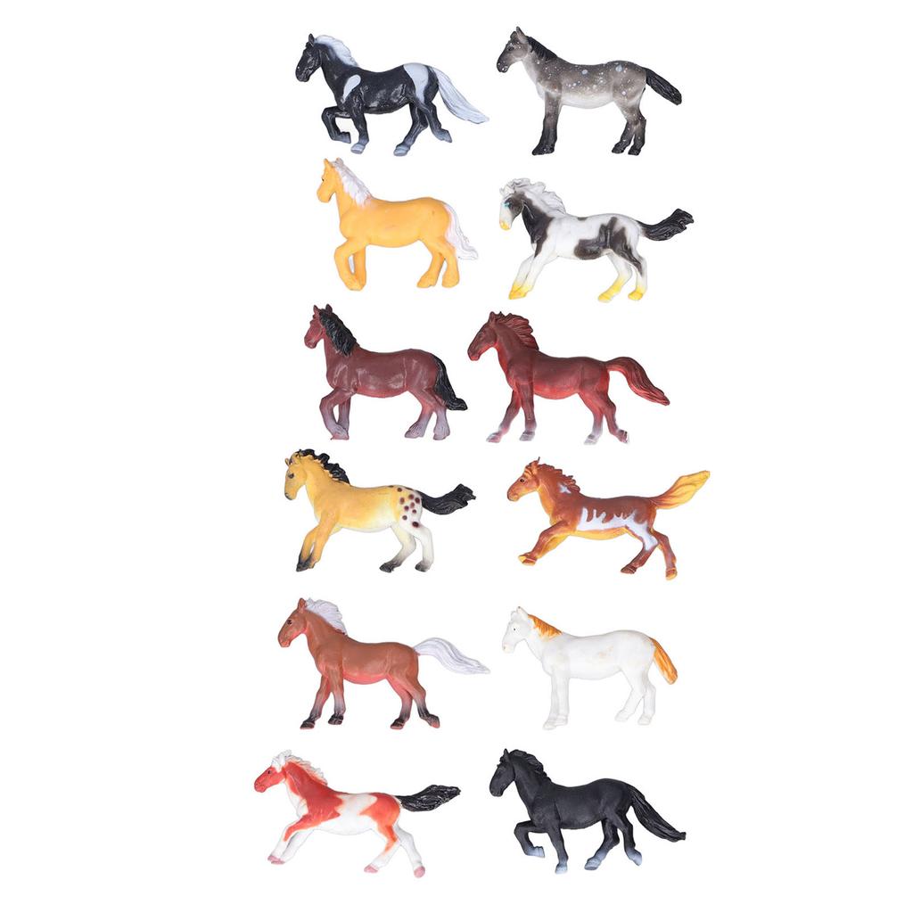 12Pcs Toy Horses High Simulation Durable Plastic Different Posture Bright Colors Stimulate