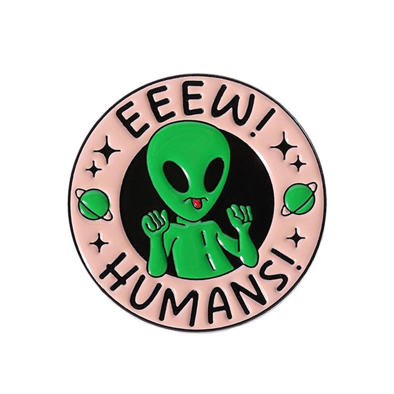 Cartoon Alien Creatures Enamel Pin Science Fictio Spaceship UFO Green Monster Brooches Lapel Badge Jewelry Gifts For Friends