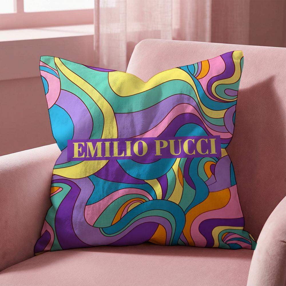 Fashion E-Emilio logo Puccis Cushion Cover Multi-Scene Pillow Cover for Home & Car - Reversible, Soft & Durable for Daily Use