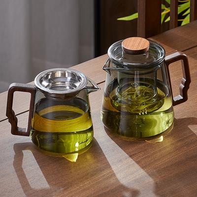 GIANXI Teetasse mit Holzgriff, Teespender aus hochborosilikatglas, Chinesische Gongfu-Teetasse mit Filter, Chahai, Kung-Fu-Teeset