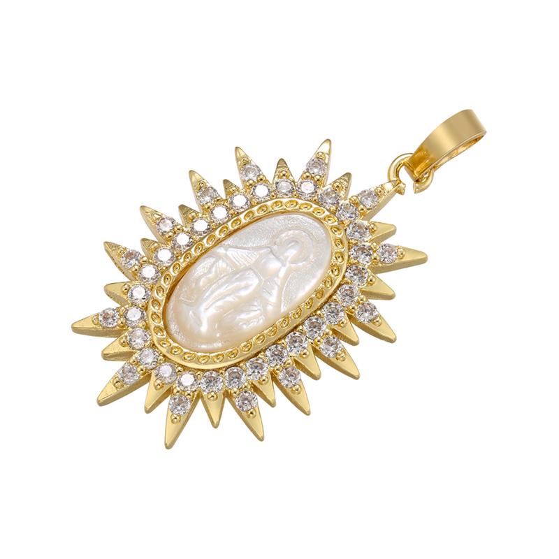 Christian Virgin Mary Charms Gold-plated Brass Pendant for Women DIY Handmade Necklace Charms Jewelry Accessories:VD1184