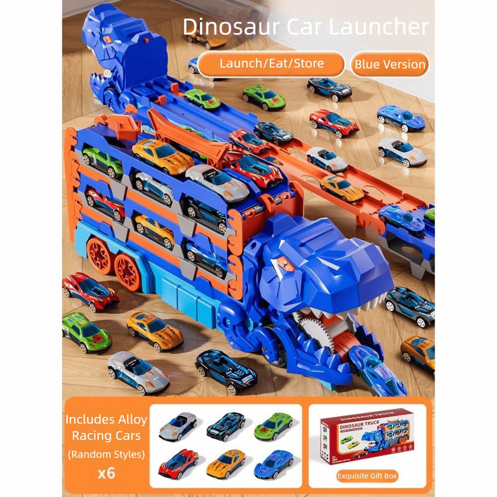 Foldable Track Dinosaur Foldable Truck Toy Transforming Molded Racing Cars Dinosaur Transport Truck Toys Metal Mini Cars