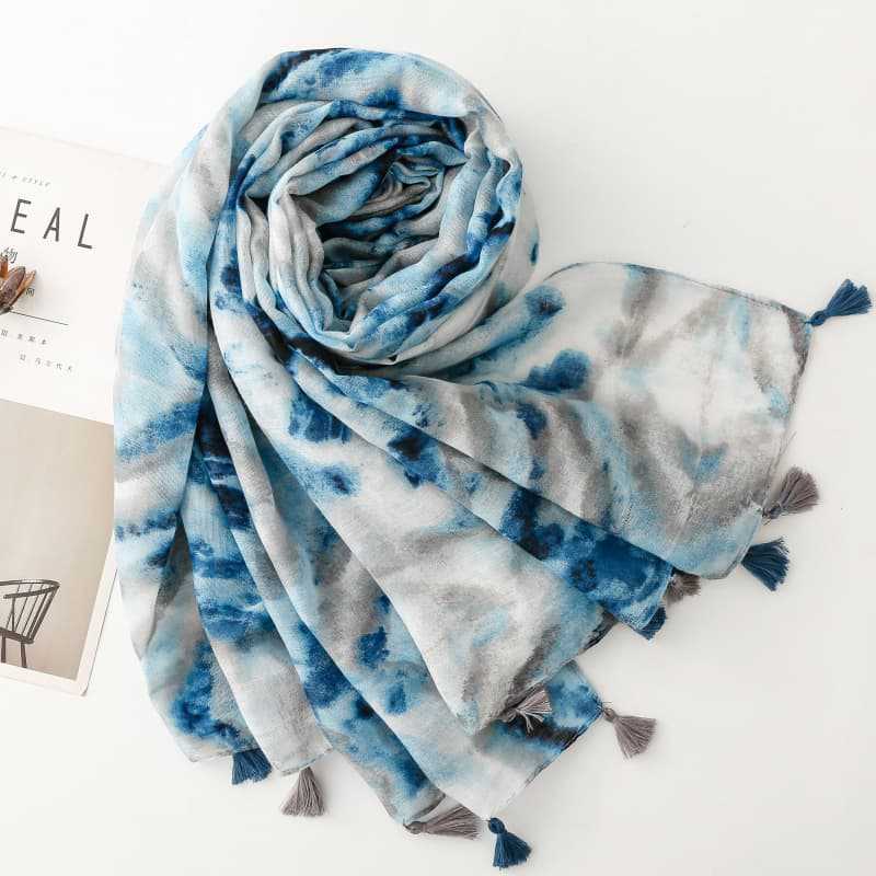 88*180cm Bohemian Style Women Viscose Scarf Summer Beach Shawl Cotton Linen Feeling Tassel Floral Pashmina Muslim Hijab Wrap