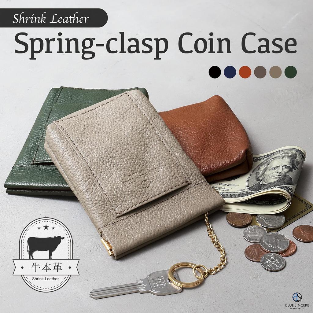 Coin Genuine Leather Mini Fits Credit and Flip Coin Purse for Men and Simple and Minimalist CC10 [BLUE SINCERE] All-in-One Case, Wallet, Cards, Bills,