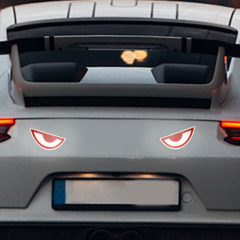1Pair Evil Eyes Car Stickers Unique Creative Motorcycle Head Decal Reflective Bottle Body Sticker For Vehicle Customization