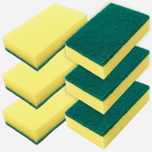 HOMEXCEL Kitchen Sponges, Dishwashing Sponge, 6-Piece Set, Removes Stubborn Stains, Kitchen Utensils, Hard Type with Abrasive Grains
