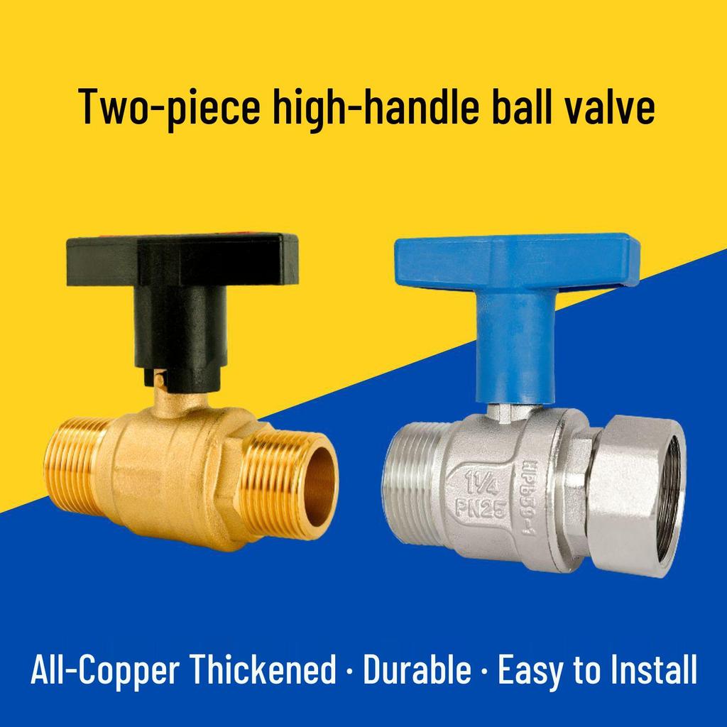 High-Flow Copper Ball Valve with Quick Connect for Fan Coil Units, Dual Thread Male and Female, 1-Inch and 3/4-Inch Options