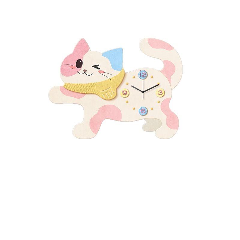 

Dopamine Cat Home Living Room Wall Clock Creative New Clock Wall Cream Style Restaurant Decoration Painting with Clock 40×30cm