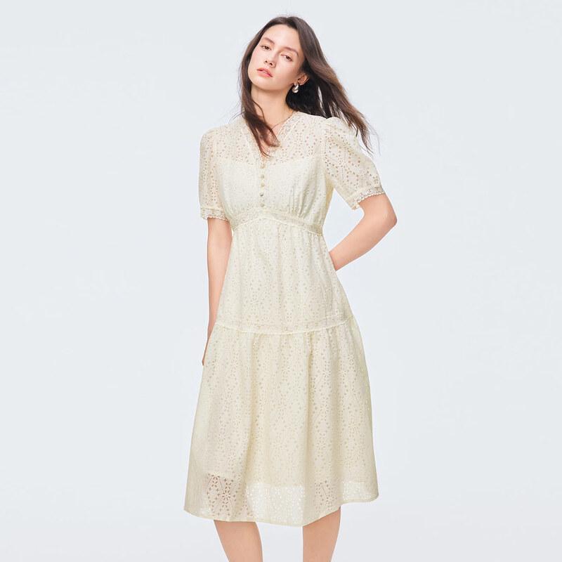

Romantic V-Neck Short Sleeve Midi Dress S