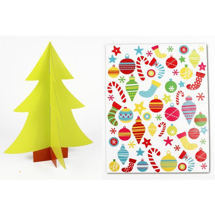 Sapin de Noel à assembler et à décorer avec gommettes