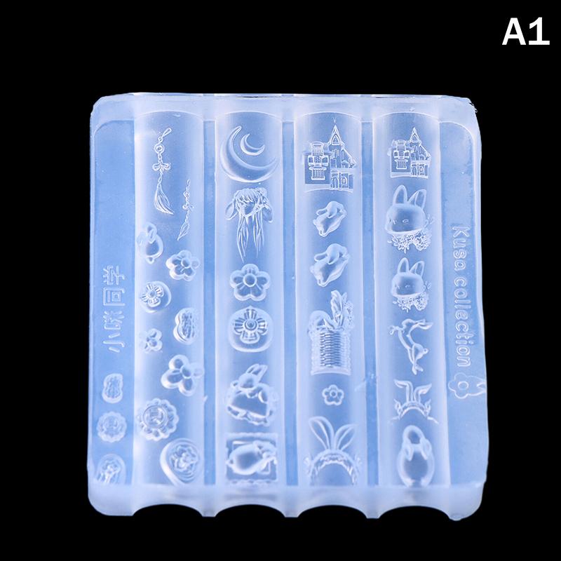 3D Silicone Nail Art Mold Relief Rabbit Paradise Moon Castle Design Transparent Manicure Template