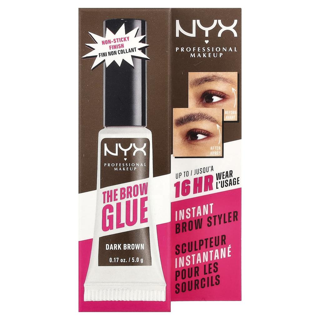 NYX PROFESSIONAL MAKEUP The Brow Glue, Instant Brow Styler, 04 Dark Brown, 5g (0.17oz)