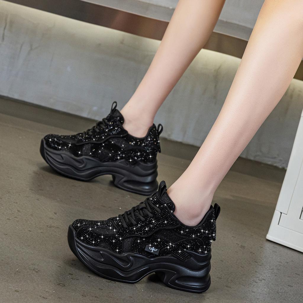 Thick Bottom Platform Women'S Spring Summer Dad Sneakers Breathable Lightweight Mesh Upper Fashionable Running Shoes