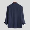Spring Autumn Men's Casual Loose Solid Color Cotton Linen Long Sleeved Shirt T-Shirts Men’s
